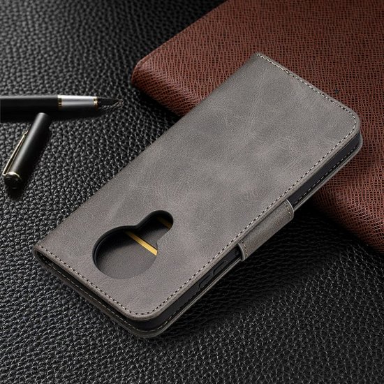 Nokia 3.4 Hoesje - MobyDefend Wallet Book Case Met Koord - Grijs