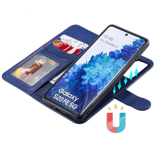 Samsung Galaxy S20 FE hoesje, MobyDefend Luxe 2-in-1 Wallet Book Case Met Uitneembare Backcover, Blauw