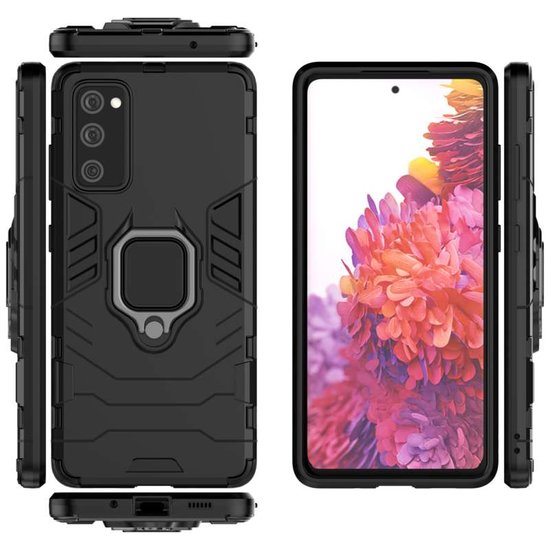 Samsung Galaxy S20 FE Hoesje - MobyDefend Dubbelgelaagde Pantsercase Met Standaard - Zwart