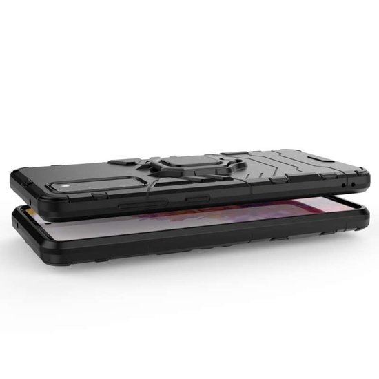 Samsung Galaxy S20 FE Hoesje - MobyDefend Dubbelgelaagde Pantsercase Met Standaard - Zwart