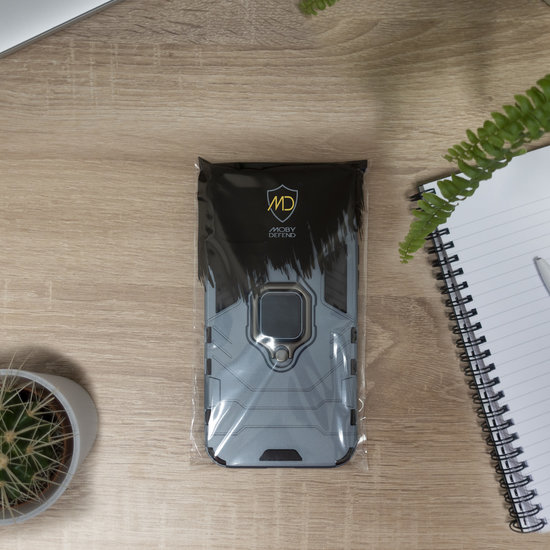 Samsung Galaxy S20 FE Hoesje - MobyDefend Dubbelgelaagde Pantsercase Met Standaard - Navy Blauw
