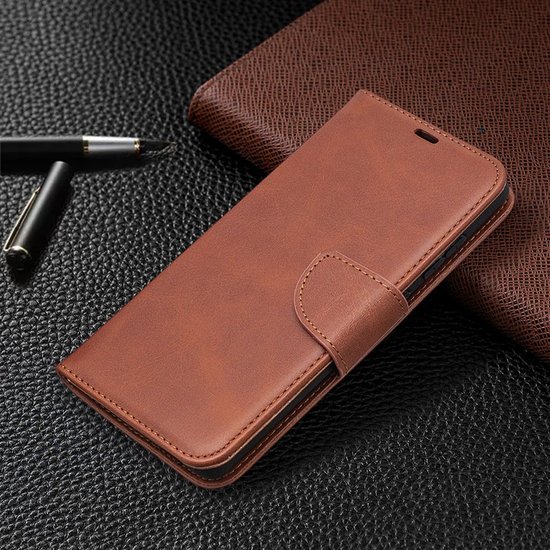 Samsung Galaxy S20 FE hoesje, MobyDefend Wallet Book Case Met Koord, Bruin