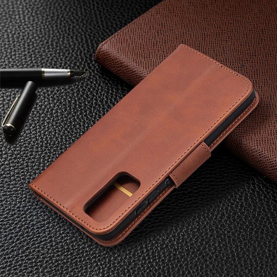 Samsung Galaxy S20 FE Hoesje - MobyDefend Wallet Book Case Met Koord - Bruin