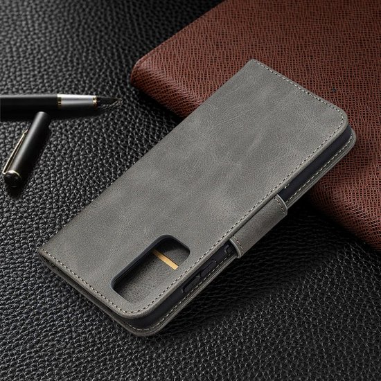 Samsung Galaxy S20 FE hoesje, MobyDefend Wallet Book Case Met Koord, Grijs