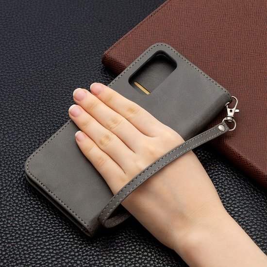 Samsung Galaxy S20 FE Hoesje - MobyDefend Wallet Book Case Met Koord - Grijs
