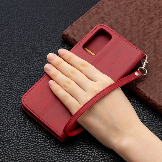 Samsung Galaxy S20 FE Hoesje - MobyDefend Wallet Book Case Met Koord - Rood