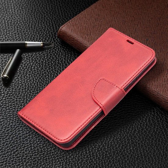 Samsung Galaxy S20 FE hoesje, MobyDefend Wallet Book Case Met Koord, Rood