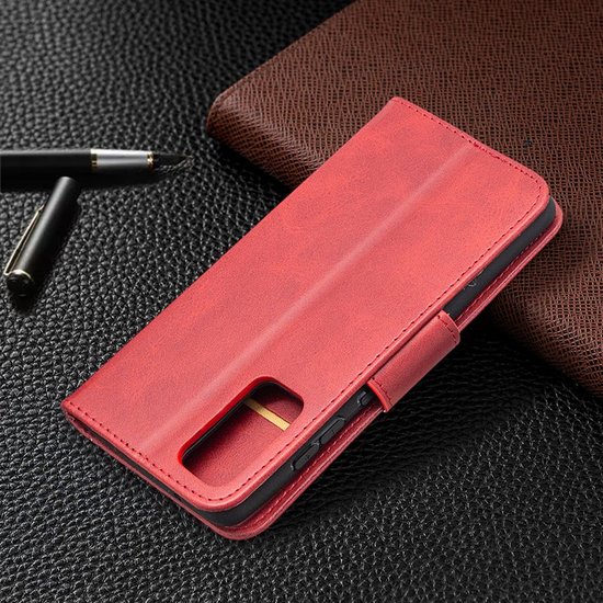 Samsung Galaxy S20 FE Hoesje - MobyDefend Wallet Book Case Met Koord - Rood