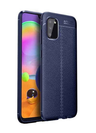 Samsung Galaxy A02s hoesje, MobyDefend TPU Gelcase, Lederlook, Navy blauw