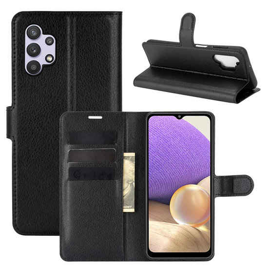 Samsung Galaxy A32 (4G) hoesje, MobyDefend Kunstleren Wallet Book Case, Zwart