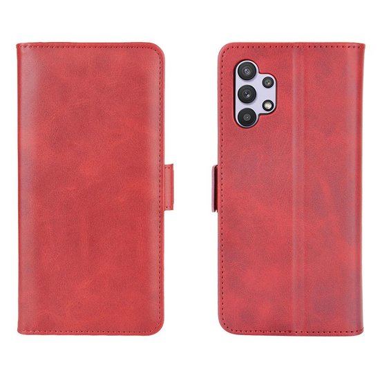 Samsung Galaxy A32 (4G), hoesje, MobyDefend Luxe Wallet Book Case (Sluiting Zijkant), Rood