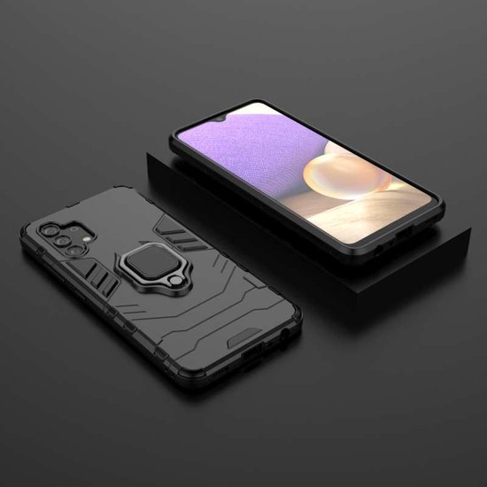 Samsung Galaxy A32 (4G) Hoesje - MobyDefend Dubbelgelaagde Pantsercase Met Standaard - Zwart