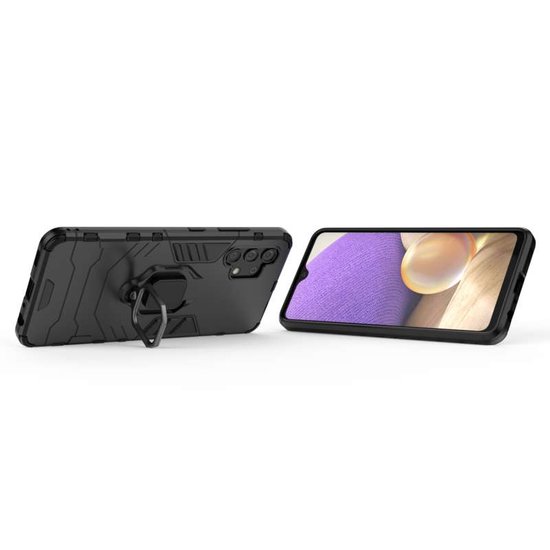 Samsung Galaxy A32 (4G) hoesje, MobyDefend Dubbelgelaagde Pantsercase Met Standaard, Zwart