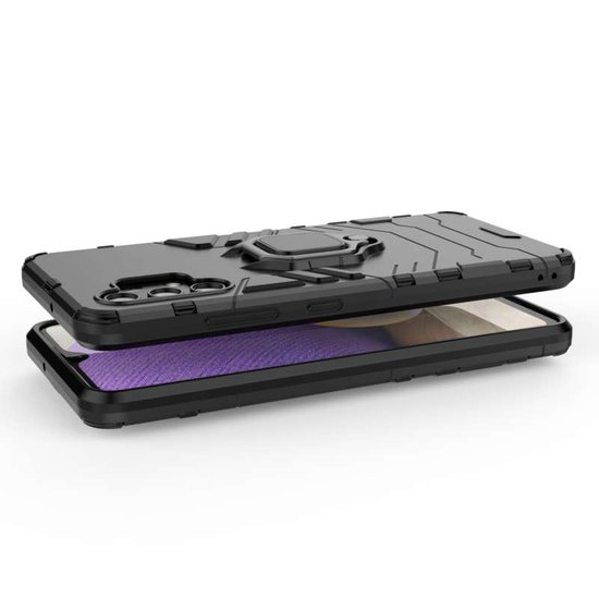 Samsung Galaxy A32 (4G) Hoesje - MobyDefend Dubbelgelaagde Pantsercase Met Standaard - Zwart