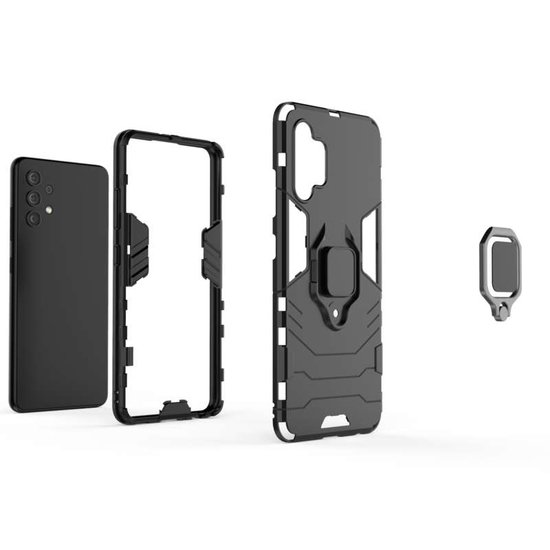 Samsung Galaxy A32 (4G) Hoesje - MobyDefend Dubbelgelaagde Pantsercase Met Standaard - Zwart