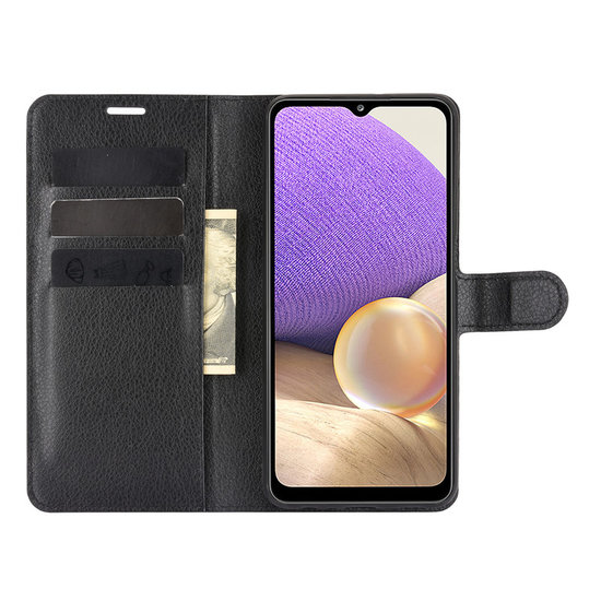 Samsung Galaxy A32 (5G) hoesje, MobyDefend Kunstleren Wallet Book Case, Zwart