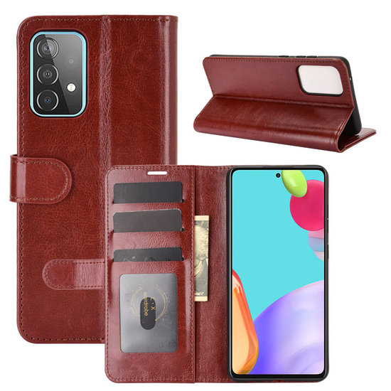 Samsung Galaxy A52 / A52s hoesje, MobyDefend Wallet Book Case (Sluiting Achterkant), Bruin
