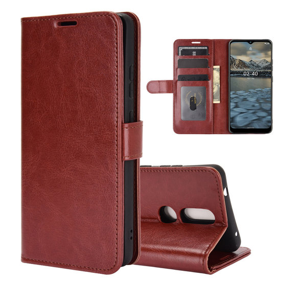 Nokia 2.4 Hoesje - MobyDefend Wallet Book Case (Sluiting Achterkant) - Bruin