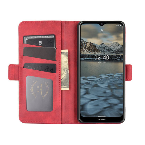 Nokia 2.4 Hoesje - MobyDefend Luxe Wallet Book Case (Sluiting Zijkant) - Rood