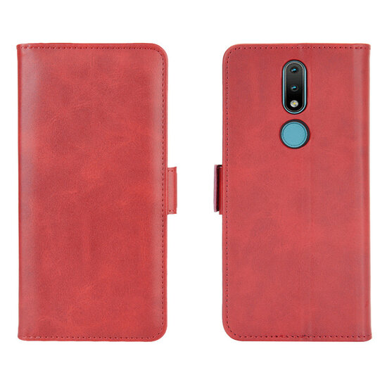 Nokia 2.4 Hoesje - MobyDefend Luxe Wallet Book Case (Sluiting Zijkant) - Rood