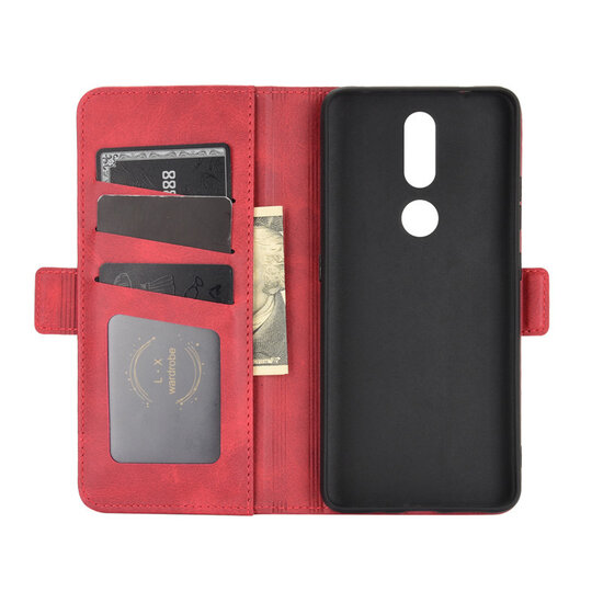 Nokia 2.4 Hoesje - MobyDefend Luxe Wallet Book Case (Sluiting Zijkant) - Rood
