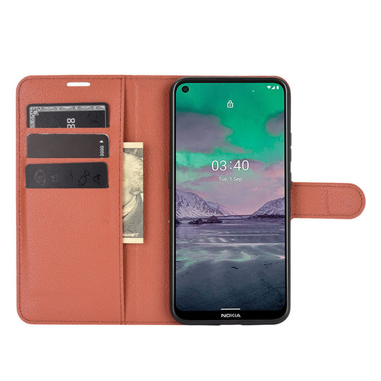 Nokia 3.4 hoesje, MobyDefend Kunstleren Wallet Book Case, Bruin