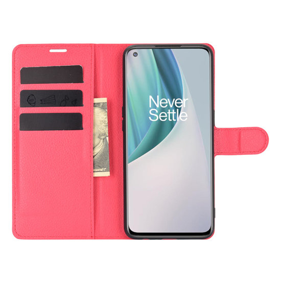 OnePlus Nord N10 hoesje, MobyDefend Kunstleren Wallet Book Case, Rood
