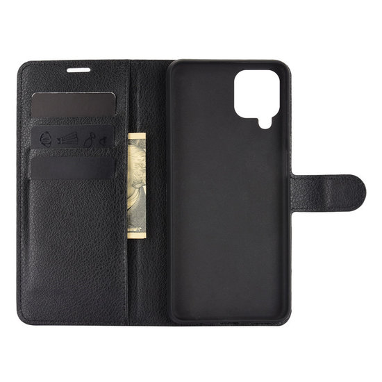 Samsung Galaxy A12 / M12 hoesje, MobyDefend Kunstleren Wallet Book Case, Zwart