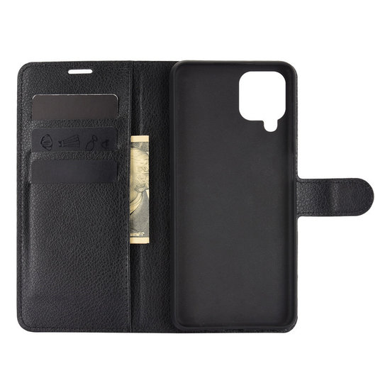 Samsung Galaxy A12 / M12 Hoesje - MobyDefend Kunstleren Wallet Book Case (Sluiting Voorkant) - Zwart