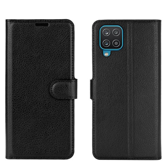 Samsung Galaxy A12 / M12 Hoesje - MobyDefend Kunstleren Wallet Book Case (Sluiting Voorkant) - Zwart