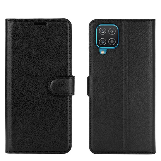 Samsung Galaxy A12 / M12 hoesje, MobyDefend Kunstleren Wallet Book Case, Zwart