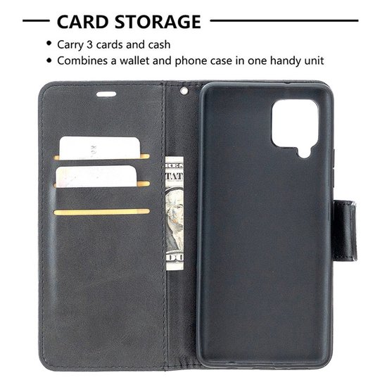 Samsung Galaxy A42 hoesje, MobyDefend Wallet Book Case Met Koord, Zwart
