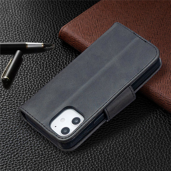 Apple iPhone 12 Mini Hoesje - MobyDefend Wallet Book Case Met Koord - Zwart