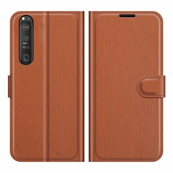 Sony Xperia 1 III hoesje, MobyDefend Kunstleren Wallet Book Case, Bruin