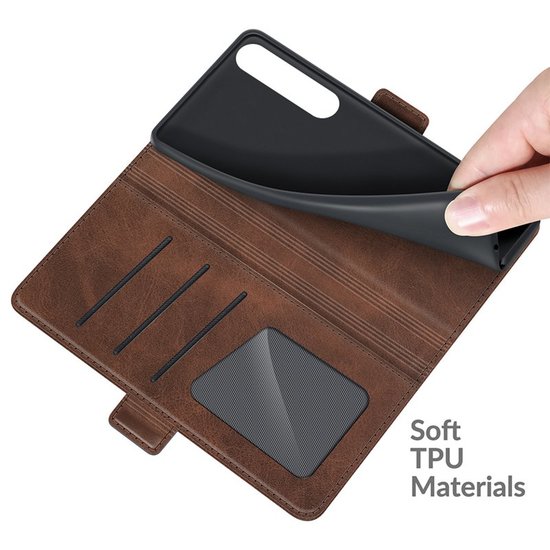 Sony Xperia 1 III hoesje, MobyDefend Luxe Wallet Book Case (Sluiting Zijkant), Bruin