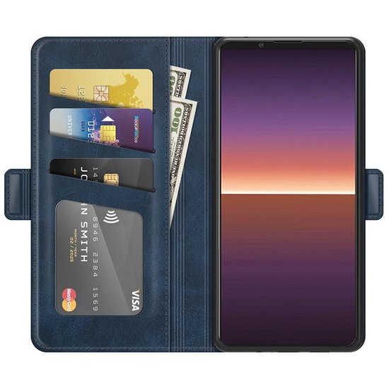 Sony Xperia 1 III hoesje, MobyDefend Luxe Wallet Book Case (Sluiting Zijkant), Blauw