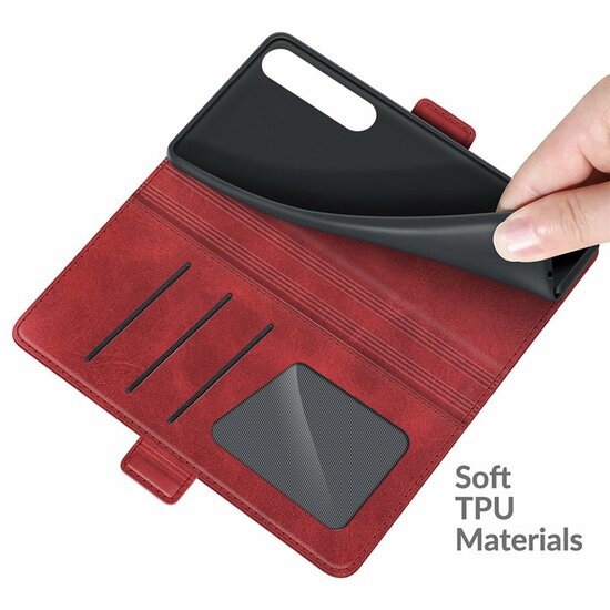 Sony Xperia 1 III Hoesje - MobyDefend Luxe Wallet Book Case (Sluiting Zijkant) - Rood