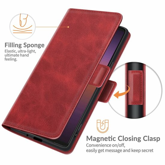 Sony Xperia 1 III hoesje, MobyDefend Luxe Wallet Book Case (Sluiting Zijkant), Rood