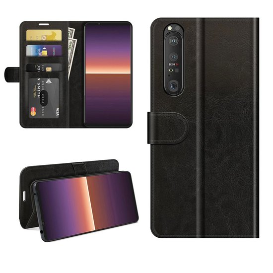 Sony Xperia 1 III hoesje, MobyDefend Wallet Book Case (Sluiting Achterkant), Zwart