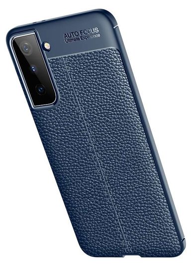 Samsung Galaxy S21 Plus (S21+) hoesje, MobyDefend TPU Gelcase, Lederlook, Navy Blauw