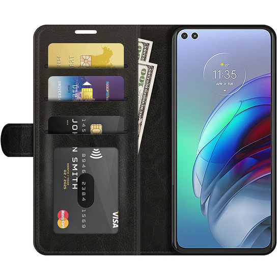 Motorola Moto G100 hoesje, MobyDefend Wallet Book Case (Sluiting Achterkant), Zwart