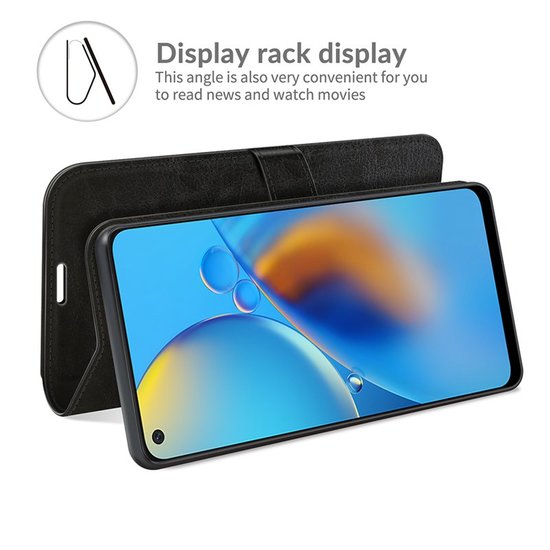 Oppo A74 4G Hoesje - MobyDefend Wallet Book Case (Sluiting Achterkant) - Zwart