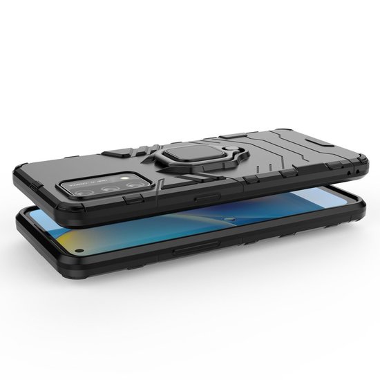 Oppo A74 4G Hoesje - MobyDefend Dubbelgelaagde Pantsercase Met Standaard - Zwart