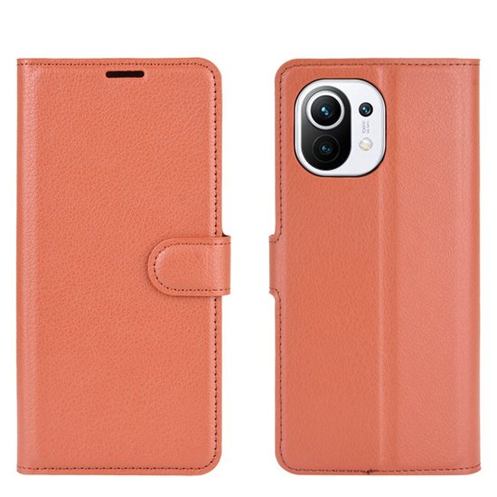 Xiaomi Mi 11 hoesje, MobyDefend Kunstleren Wallet Book Case, Bruin