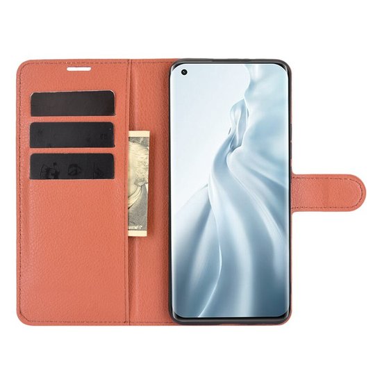 Xiaomi Mi 11 hoesje, MobyDefend Kunstleren Wallet Book Case, Bruin