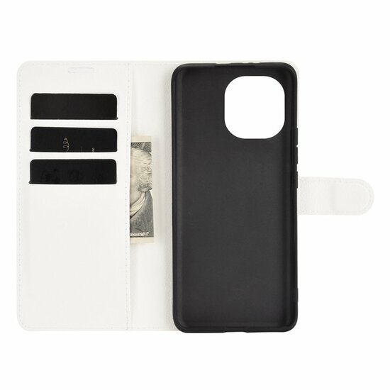 Xiaomi Mi 11 hoesje, MobyDefend Kunstleren Wallet Book Case, Wit