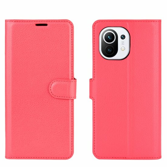 Xiaomi Mi 11 hoesje, MobyDefend Kunstleren Wallet Book Case, Rood