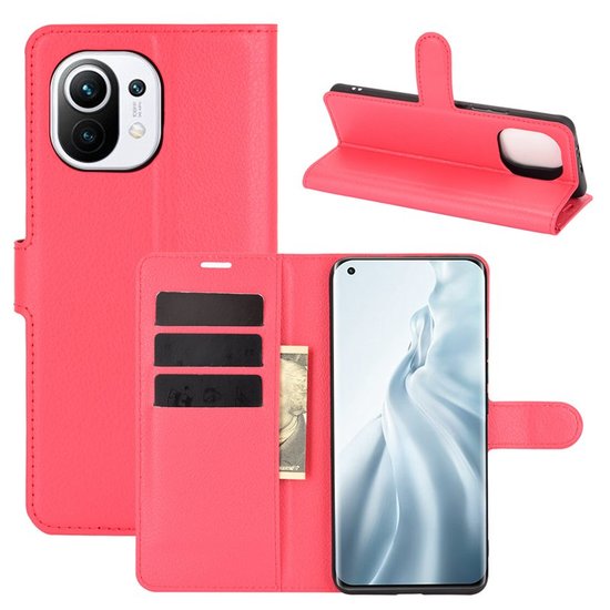 Xiaomi Mi 11 hoesje, MobyDefend Kunstleren Wallet Book Case, Rood