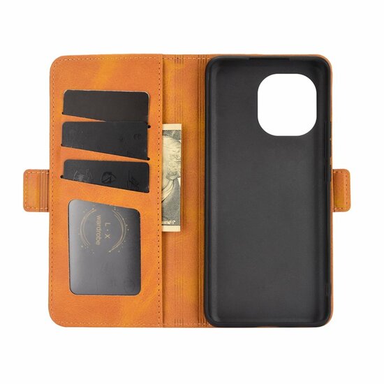 Xiaomi Mi 11 hoesje, MobyDefend Luxe Wallet Book Case (Sluiting Zijkant), Lichtbruin
