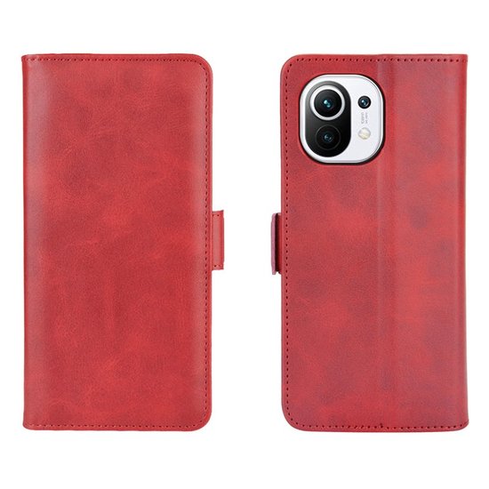 Xiaomi Mi 11 hoesje, MobyDefend Luxe Wallet Book Case (Sluiting Zijkant), Rood